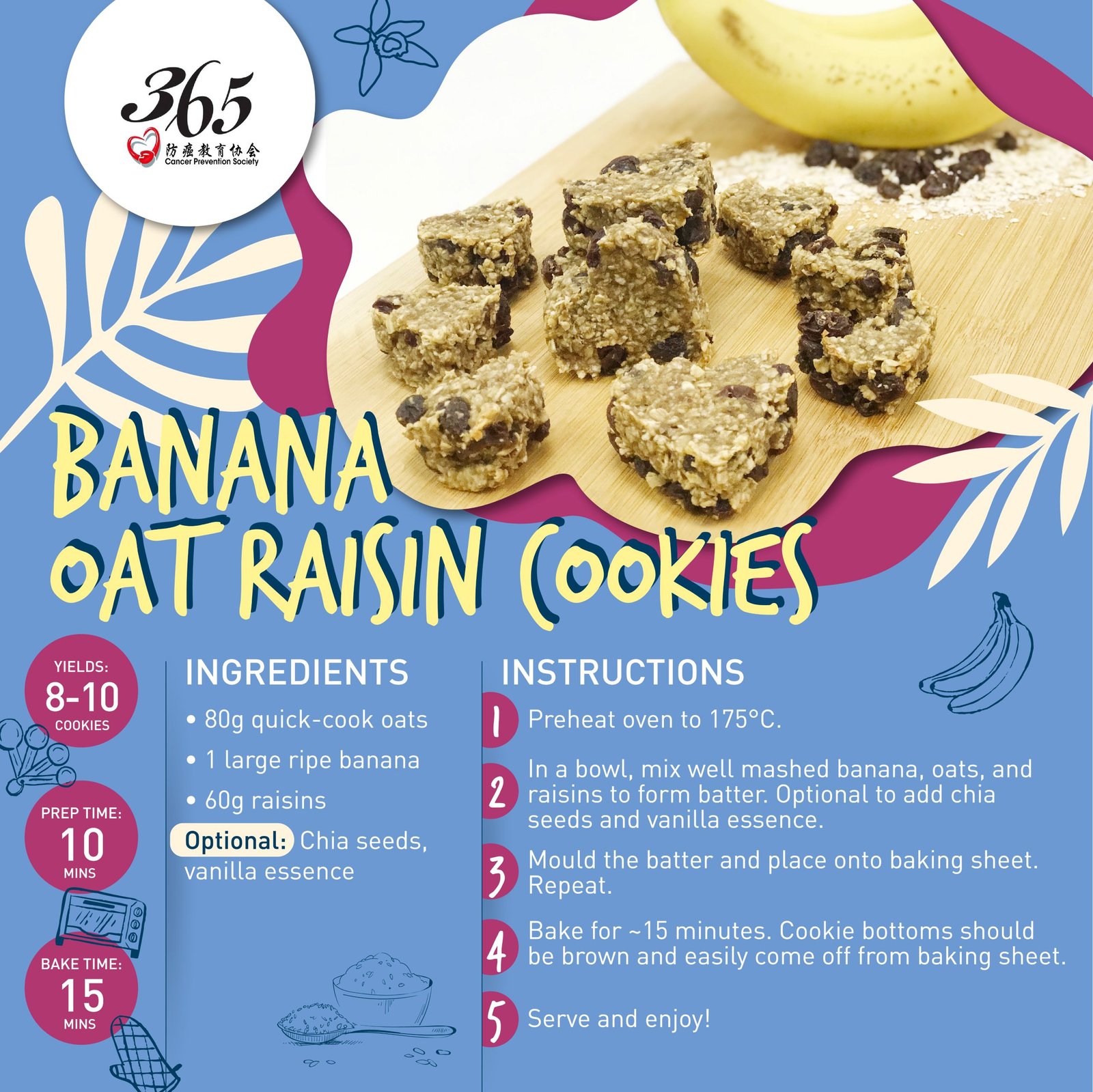 Banana Oat Raisin Cookies