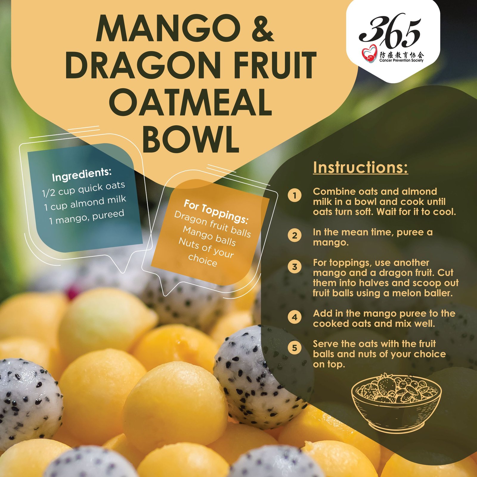 Mango & Dragonfruit Oatmeal Bowl